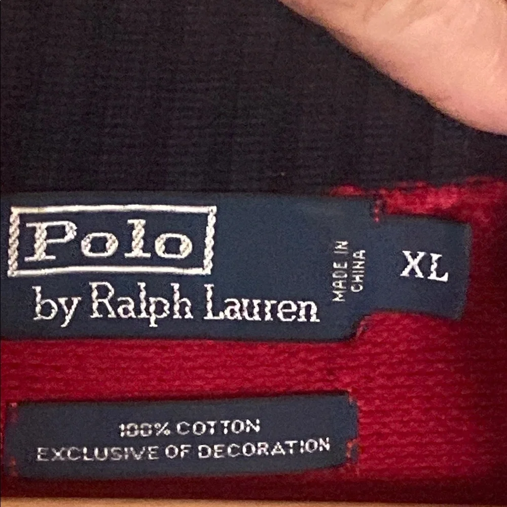 Polo Ralph Lauren Men's Red 1/4 zip pullover Sweater size XL black polo pony